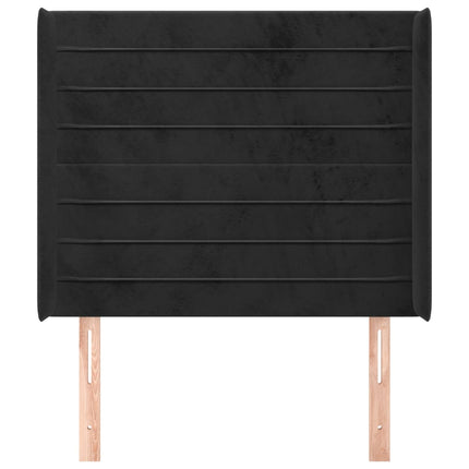 Testiera ad Orecchio Nera 93x16x118/128 cm in Velluto