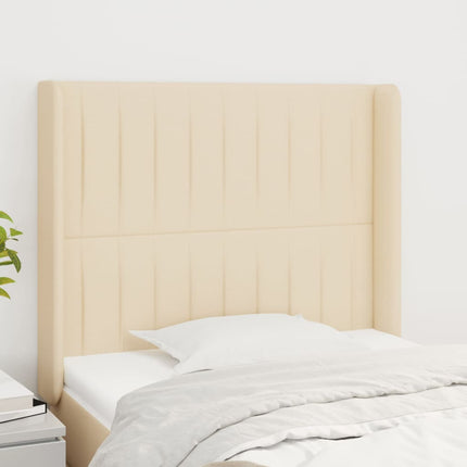 Testiera ad Orecchio Crema 83x16x118/128 cm in Tessuto