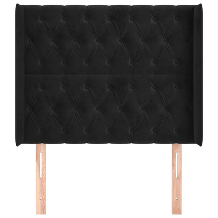 Testiera ad Orecchio Nera 93x16x118/128 cm in Velluto