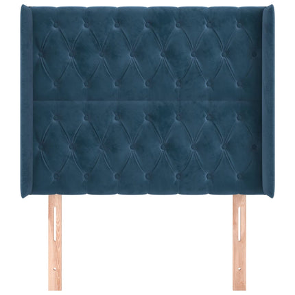 Testiera ad Orecchio Blu Scuro 103x16x118/128 cm in Velluto