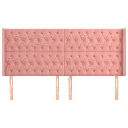 Testiera ad Orecchio Rosa 203x16x118/128 cm in Velluto