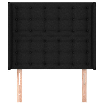Testiera ad Orecchio Nera 83x16x118/128 cm in Tessuto