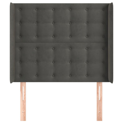Testiera ad Orecchio Grigio Scuro 83x16x118/128 cm in Velluto