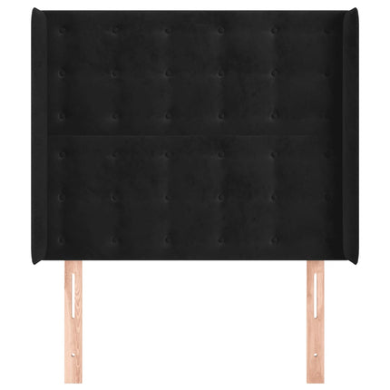 Testiera ad Orecchio Nera 93x16x118/128 cm in Velluto