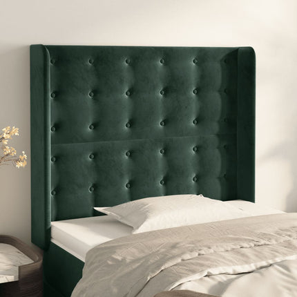 Testiera ad Orecchio Verde Scuro 93x16x118/128 cm in Velluto
