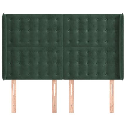 Testiera ad Orecchio Verde Scuro 147x23x118/128cm in Velluto