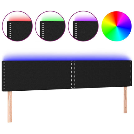 Testiera a LED Nera 160x5x78/88 cm in Tessuto
