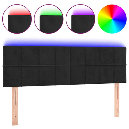 Testiera a LED Nera 144x5x78/88 cm in Velluto