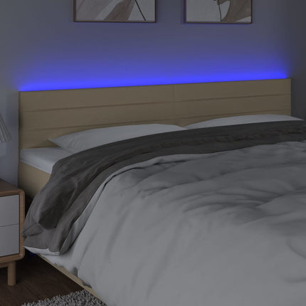 Testiera a LED Crema 180x5x78/88 cm in Tessuto