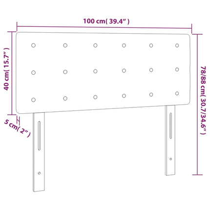 Testiera a LED Marrone Scuro 100x5x78/88 cm in Tessuto