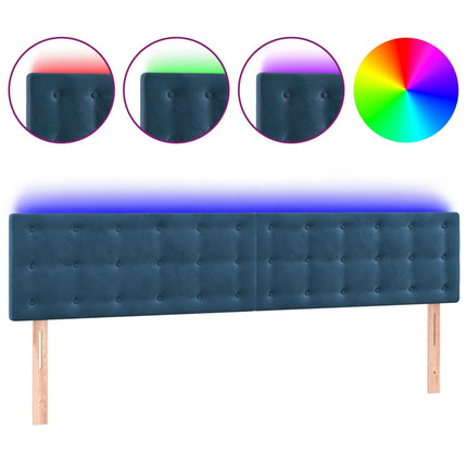 Testiera a LED Blu scuro 160x5x78/88 cm in Tessuto