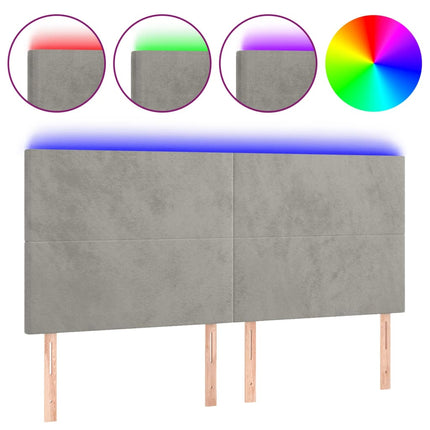 Testiera a LED Grigio Chiaro 200x5x118/128 cm in Velluto