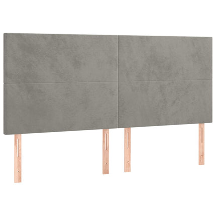 Testiera a LED Grigio Chiaro 200x5x118/128 cm in Velluto