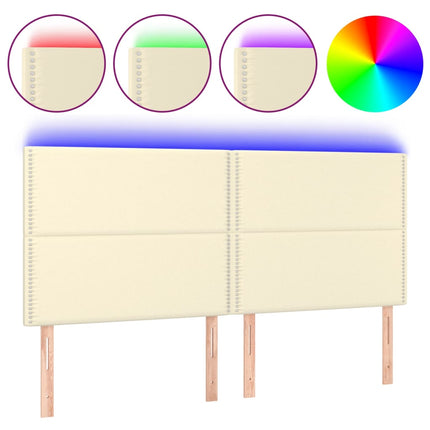 Testiera a LED Crema 160x5x118/128 cm in Similpelle