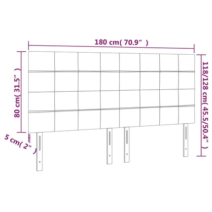 Testiera a LED Marrone Scuro 180x5x118/128 cm in Tessuto