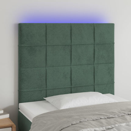Testiera a LED Verde Scuro 100x5x118/128cm in Velluto