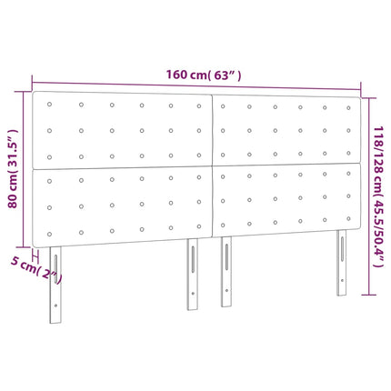 Testiera a LED Bianco 160x5x118/128 cm in Similpelle