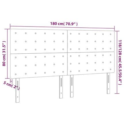 Testiera a LED Bianco 180x5x118/128 cm in Similpelle