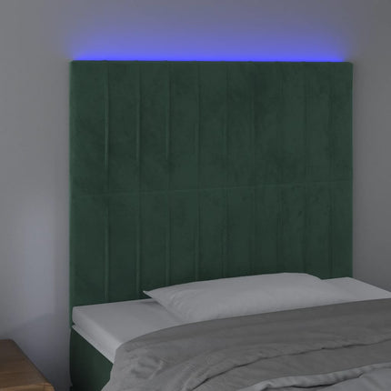 Testiera a LED Verde Scuro 90x5x118/128 cm in Velluto