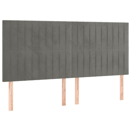 Testiera a LED Grigio Chiaro 180x5x118/128 cm in Velluto
