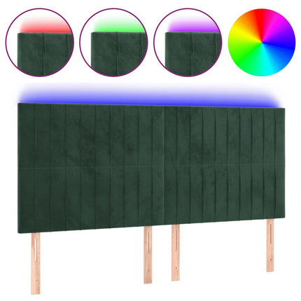 Testiera a LED Verde Scuro 180x5x118/128cm in Velluto
