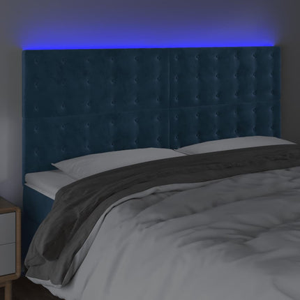 Testiera a LED Blu Scuro 160x5x118/128 cm in Velluto
