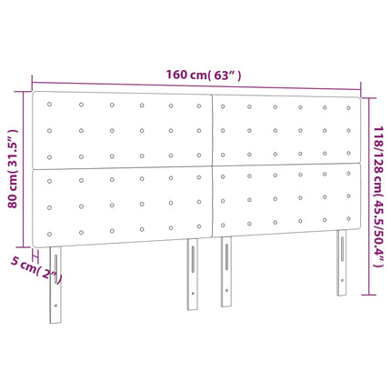 Testiera a LED Blu Scuro 160x5x118/128 cm in Velluto