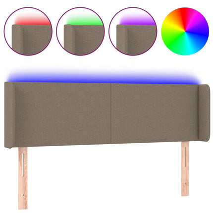 Testiera a LED Tortora 147x16x78/88 cm in Tessuto