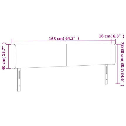 Testiera a LED Nera 163x16x78/88 cm in Velluto
