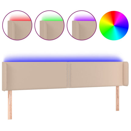 Testiera Cappuccino a LED 183x16x78/88 cm in Similpelle