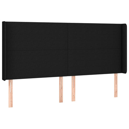 Testiera a LED Nera 163x16x118/128 cm in Tessuto