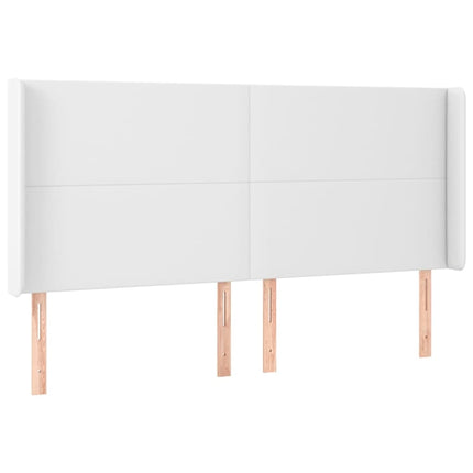 Testiera a LED Bianco 203x16x118/128 cm in Similpelle