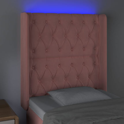 Testiera a LED rosa 83x16x118/128 cm in Velluto