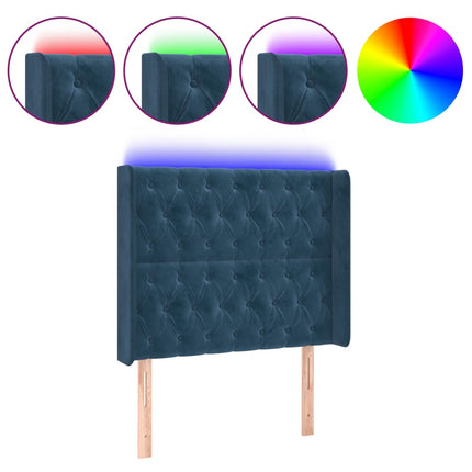Testiera a LED Blu Scuro 103x16x118/128 cm in Velluto