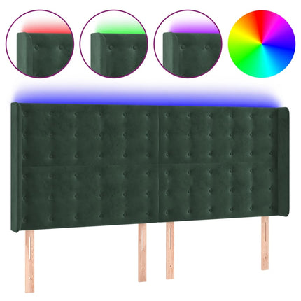Testiera a LED Verde Scuro 163x16x118/128 cm in Velluto