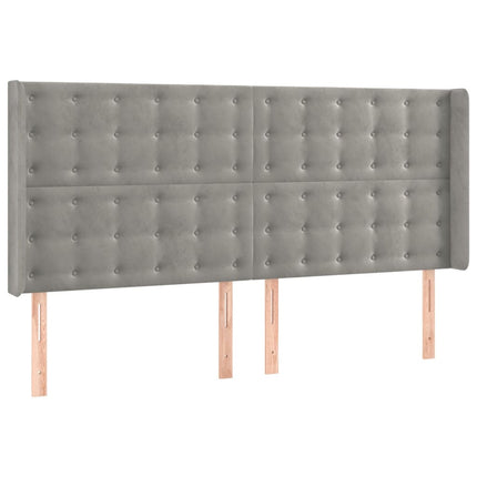 Testiera a LED Grigio Chiaro 203x16x118/128 cm in Velluto