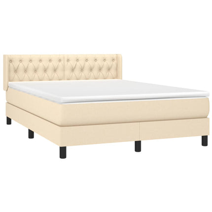 Giroletto a Molle con Materasso Crema 140x19 cm in Tessuto