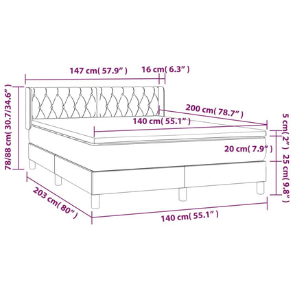 Giroletto a Molle con Materasso Crema 140x200 cm in Tessuto