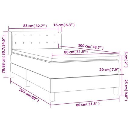 Giroletto a Molle con Materasso Tortora 80x200 cm inTessuto