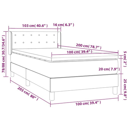 Giroletto a Molle con Materasso Grigio Chiaro100x200 cm Tessuto