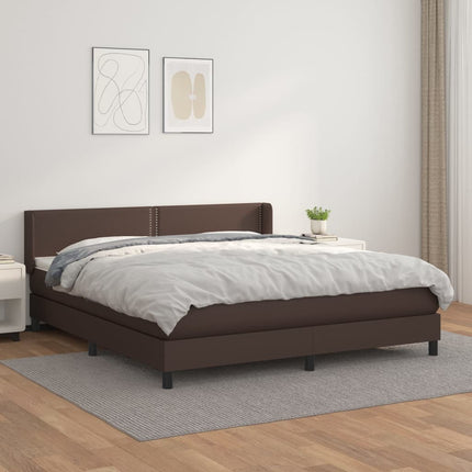 Giroletto a Molle con Materasso Marrone 180x200cm in Similpelle