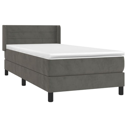 Giroletto a Molle con Materasso Grigio Scuro 90x190 cm Velluto