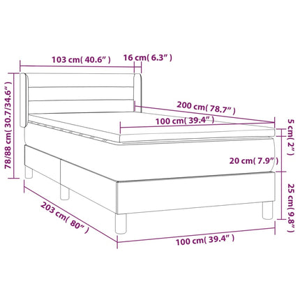 Giroletto a Molle con Materasso Blu Scuro 100x200 cm in Velluto