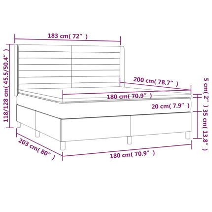 Giroletto a Molle con Materasso Tortora 180x200 cm in Tessuto