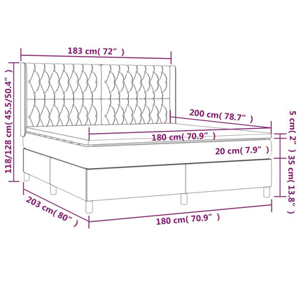 Giroletto a Molle con Materasso Tortora 180x200 cm in Tessuto