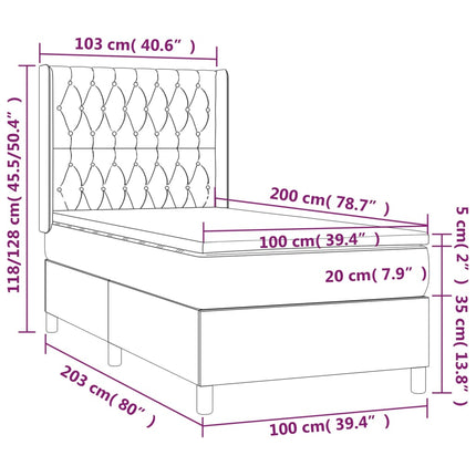 Giroletto a Molle con Materasso Tortora 100x200 cm in Tessuto