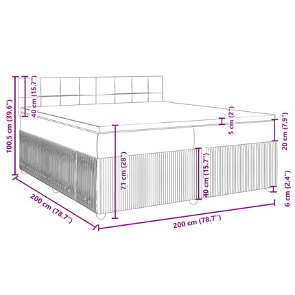 Giroletto a Molle con Materasso Grigio Scuro 80x200 cm Velluto