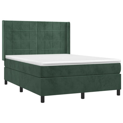 Giroletto a Molle con Materasso Verde Scuro 140x200 cm Velluto