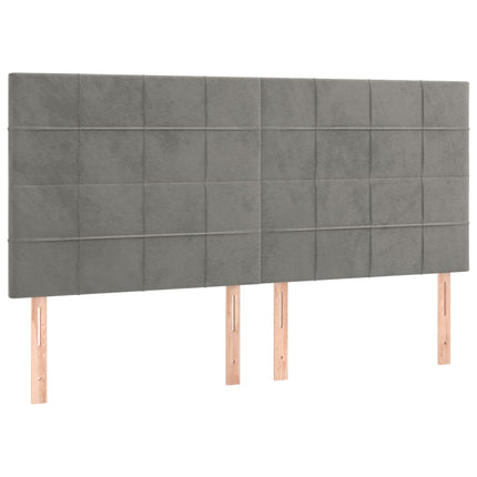 Giroletto a Molle con Materasso Grigio Chiaro 160x200cm Velluto