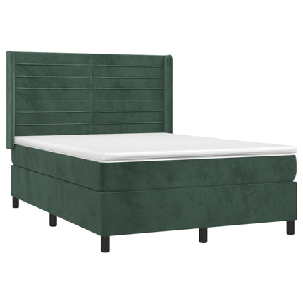 Giroletto a Molle con Materasso Verde Scuro 140x200 cm Velluto